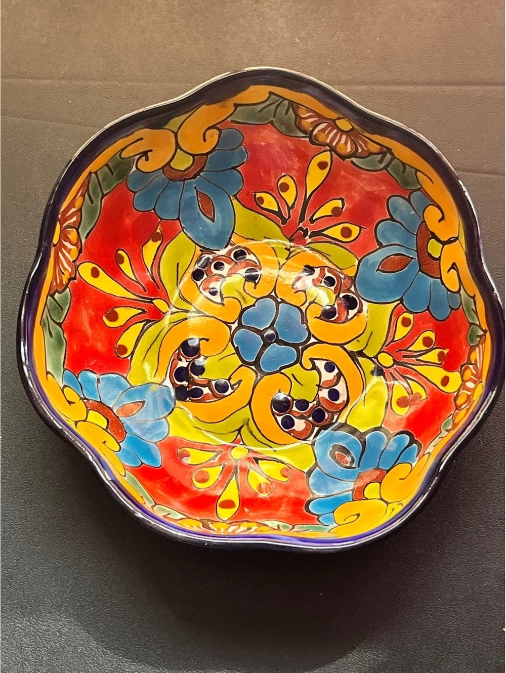 Vibrant Hand-Painted Talavera Ceramic Bowl - Colorful Mexican Art